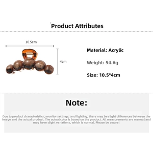 Detailed specs of the tortoise shell acrylic hair claw clip, size 10.5cm by 4cm