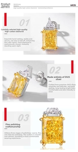 Detailed close-up showing S925 sterling silver hallmark and radiant yellow carbon diamond