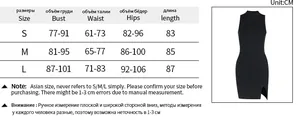 Detailed size chart for the slim fit sleeveless dress with bust waist and hip measurements