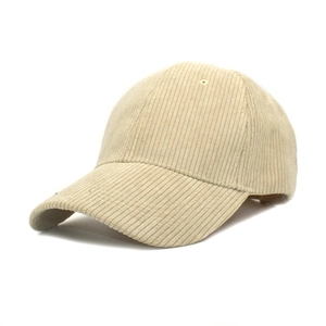 Classic beige corduroy baseball cap with minimalist design and high-quality stitching