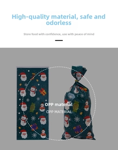 Detail of Christmas Santa Claus OPP gift bags showing high-quality festive prints