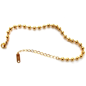 Classic 18K gold plated beaded chain bracelet with lobster clasp and adjustable link