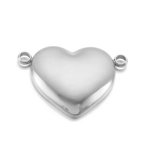 Polished heart shaped stainless steel jewelry connector for necklaces and bracelets