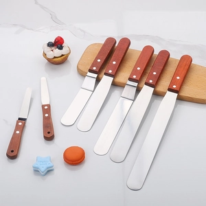 Cake Icing Spatula Stainless Steel Blade Wood Handle Offset Straight Baking Decorating Tool Kitchen Professional