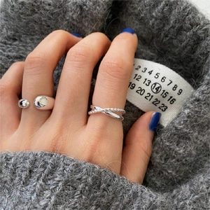 Minimalist 925 sterling silver drop rings with spherical and twisted double-layer design