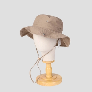 Chapeau de soleil en nylon kaki à séchage rapide avec cordelette et boutons-pression