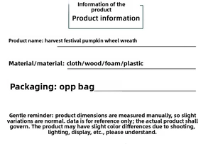 Specifications of Thanksgiving pumpkin wheel wreath made of fabric wood and foam material