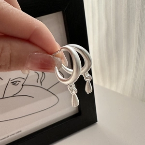 S925 Sterling Silver Matte Water Drop Stud Earrings For Women Vintage Minimalist Teardrop Hoop Earrings High Quality Silver Jewelry