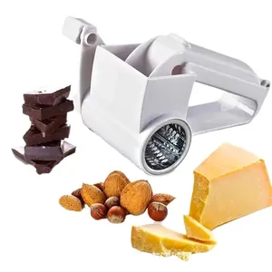 Manual rotary cheese grater with stainless steel drum for nuts and chocolate