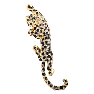 Leopard Panther Brooch Pendant Dual Use Alloy Rhinestone Enamel Vintage Animal Jewelry For Women Men