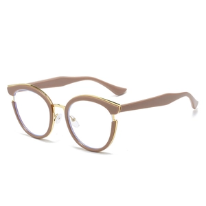 Lunettes anti-lumière bleue TR90 œil de chat en marron et métal doré chic
