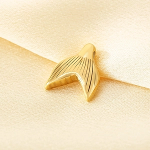 Polished 18k gold plated stainless steel mermaid tail pendant for jewelry making