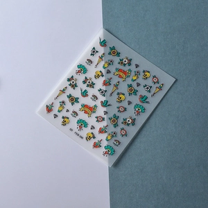 Punk style 5D embossed nail art stickers with vintage skull heart and dagger patterns