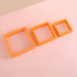Vibrant orange PE film jewelry floating frame display cases in three different sizes