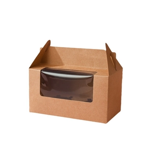 Scatola per cupcake in carta kraft con finestra e manico per confezione da 2 muffin