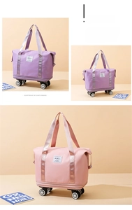 Detail view of large capacity travel bags with 360 spinner wheels and waterproof fabric