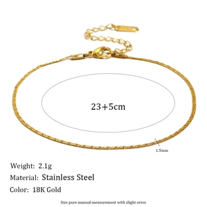 Cavigliera piatta in acciaio inossidabile placcato oro 18K da donna minimalista