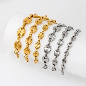 Fashionable titanium steel pig nose link bracelets in gold and silver finishes