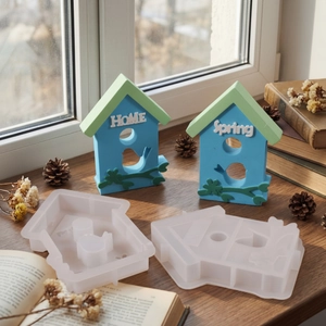 Stampi in silicone per casette per uccelli con scritte HOME e Spring per resina e gesso
