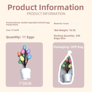Detail view of Gold Spotted Easter Egg Potted Plant with size 9x32cm and foam material