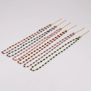 Set of 6 gold plated stainless steel heart necklaces with colorful shimmering resin charms