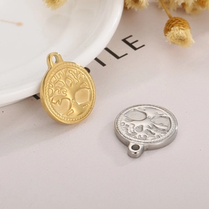 Golden and silver stainless steel Tree of Life charms for DIY jewelry making