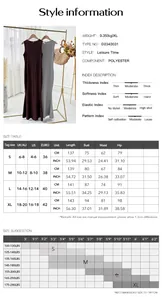 Detailed size chart and measurement guide for the elegant knitted sleeveless maxi dress