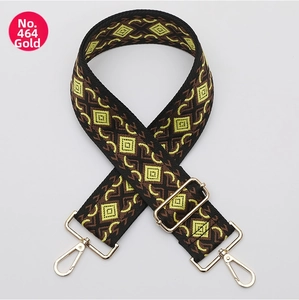 Close-up of ethnic geometric diamond pattern embroidery on durable nylon bag strap