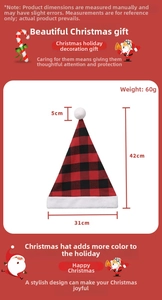 Größentabelle für die rot-schwarz karierte Weihnachtsmütze mit 42x31cm Abmessungen