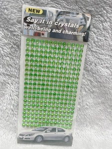 Detail of 3mm green acrylic crystal stickers for DIY car and craft decoration