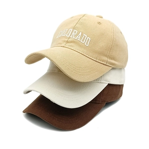 Three-pack cotton baseball caps with Colorado embroidery in khaki, beige and dark brown