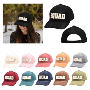 Corduroy Baseball Cap Women SQUAD BRIDE Letter Patch Embroidery Adjustable Retro Curved Brim Sun Hat Bachelorette Party