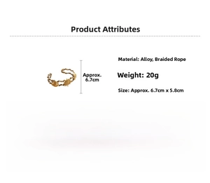 Detail showing dimensions of woven rope bangle with gold sun and flower pendants