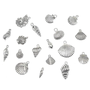 Silver alloy ocean shell and starfish pendants set for DIY jewelry making