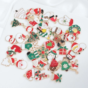Christmas Charms Alloy Enamel Pendants Santa Tree Snowman Reindeer For DIY Jewelry Making Bracelet Necklace Holiday Festive Decor