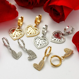 French Light Luxury Heart Tree Of Life Stud Earrings Stainless Steel Rhinestone Inlaid Hoop Earrings For Women Retro Fashion Jewelry