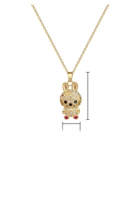 Detail of gold rabbit pendant with pavé cubic zirconia and O-chain for necklaces