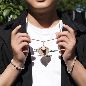 Hip-Hop Cobra Anhänger Kette mit Zirkonia-Steinen und goldener Kordelkette für Herren