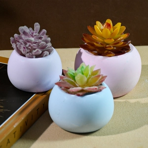 Lot de 3 mini pots à succulentes couleurs macaron en lavande, rose et bleu ciel doux