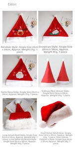 Detail grid showing festive Christmas hats in various sizes with reindeer and snowman patterns