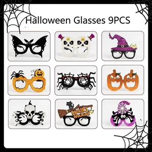 Lot de 9 montures de lunettes de fête d'Halloween avec paillettes et citrouilles