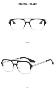Dual-beam retro aviator sunglasses with gradient black frame in front and side views