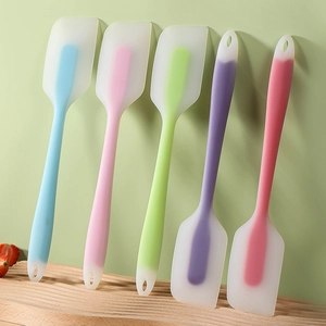 Silicone Spatula Food Grade One-Piece Heat Resistant Non-Stick For Baking Cream Butter Cake Mixing Ergonomic Long Handle