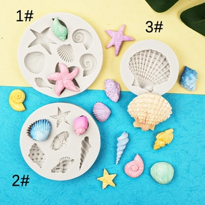 Sea theme silicone molds set featuring starfish and shells for cake and soap DIY