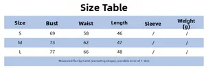 Guide des tailles détaillé avec mesures de buste taille et longueur pour ce débardeur