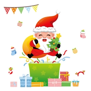 Stickers de Noël pour fenêtres avec Père Noël et cadeaux pour décoration festive