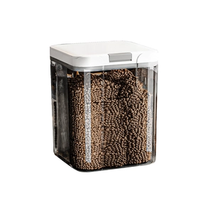 Airtight pet food storage container with vacuum lid for dogs and cats in minimalist style