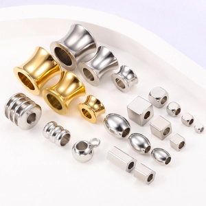 Stainless Steel Spacer Beads For DIY Jewelry Polished Gold Silver Through Hole Geometric Shapes Bracelet Necklace Findings