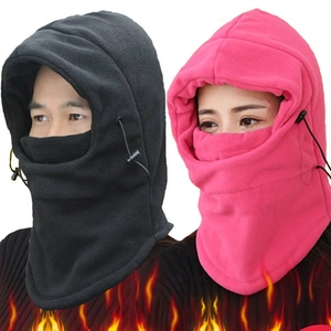 Winter thermal fleece balaclava windproof mask for cycling and skiing in black and pink
