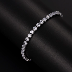 Elegant 4mm round-cut cubic zirconia tennis bracelet in silver-tone finish for women